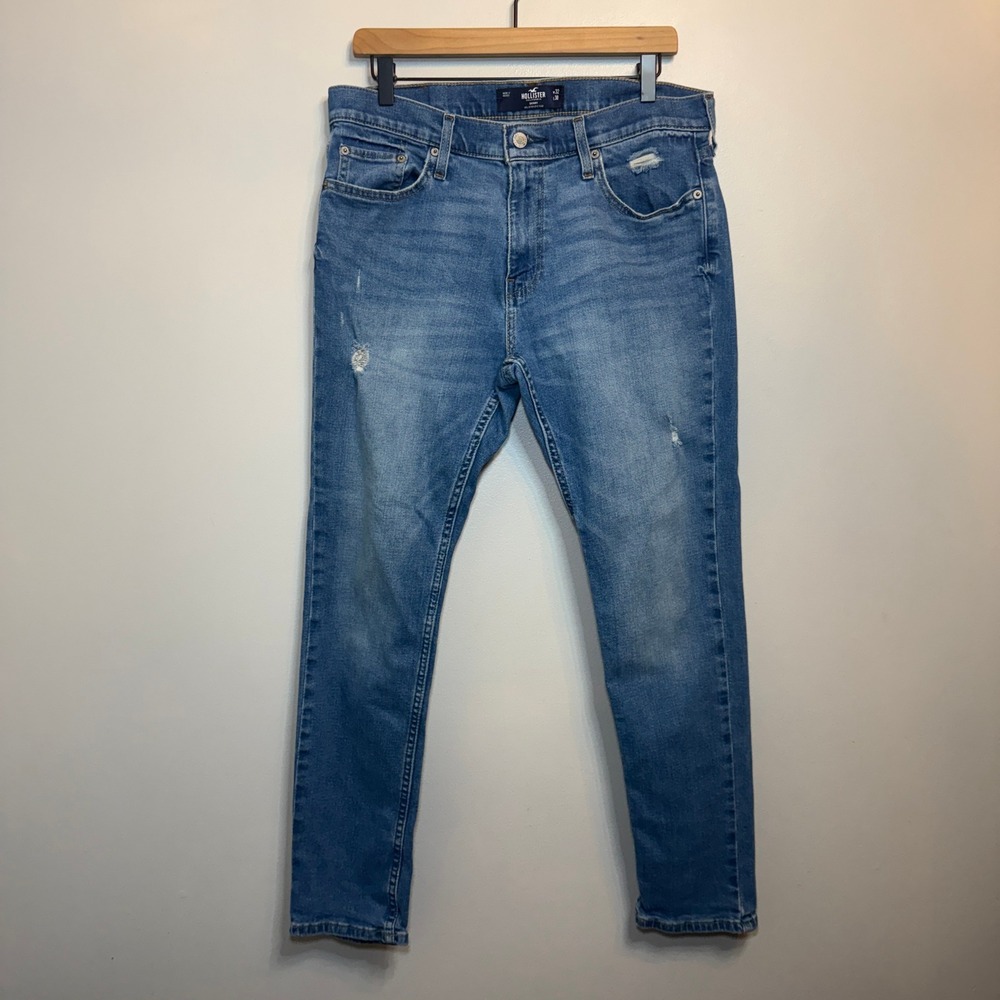 Hollister Epic Flex Skinny Jeans Men's 32x30 Medium Wash Distressed Blue